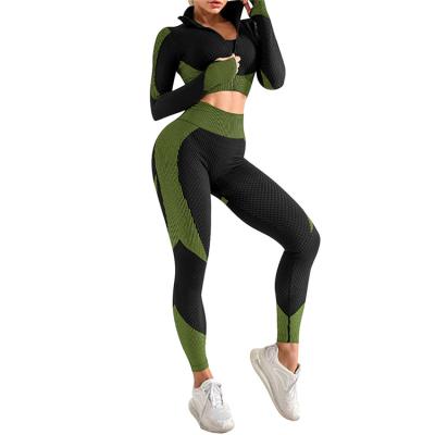 China Breathable 2020 Autumn Winter Hot Selling Yoga Long Sleeve Sets Sports Seamless High Workout Gym Women Running Yoga Sets for sale