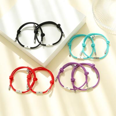 China New Romantic Alloy Sun And Moon Couple Bracelet, A Pair Of Magnets Attract Girlfriends Hand Rope Jewelry for sale