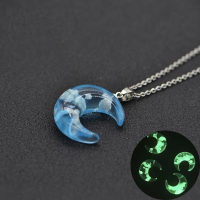 China 2020 Night Sky Cloud Resin Necklace Romantic Hot Light Blue White Transparent Resin Moon Cloud Pendant Jewelry for sale