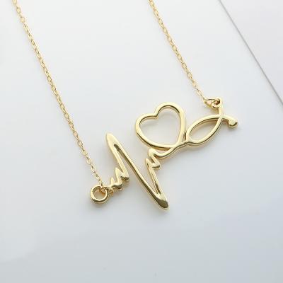 China FASHIONABLE gift heart-shaped temperament ECG s925 sterling silver clavicle necklace simple jewelry for sale