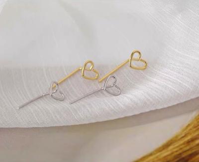 China BOHEMIA S925 sterling silver hollow heart-shaped earrings, new simple and fashionable mini all-match earrings for sale