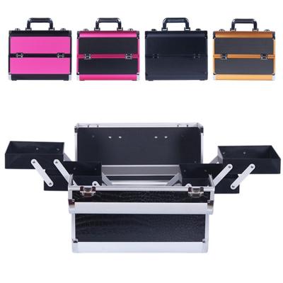 China Good Quality Train Fashion Vanity Waterproof Dustproof Dustproof Women Travel Aluminum Cosmetic Bags and Cases Colorful Jewelry Box for sale