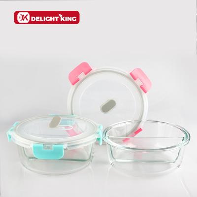 China Freshness Preservation Glass Food Container with Divider New Design Meal Glass Food Containers Microwave Safe for sale