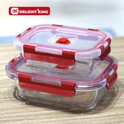 China Freshness Keeping New Arrival Glass Food Container With Customized Logo Glass Kitchen Vacuum Storage Bowl With Vacuum Lid for sale