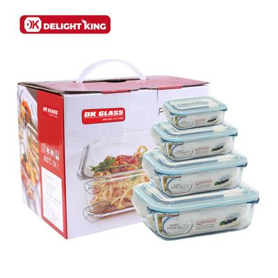 China Freshness Preservation Customized Airtight Glass Bento Boxes Set High Quality Back To School Glass Food Container Oven Safe for sale