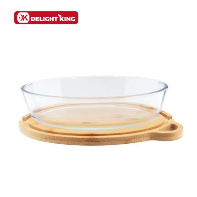 China High Borosilicate Glass Disposable Baking Glassware With Lid Bakingplate Dinner Dishes Set for sale