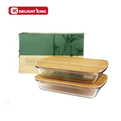 China Borosilicate Glassware Disposable Baking With Lid Molds Set With Lid Bamboo Dinner Dishes Set for sale