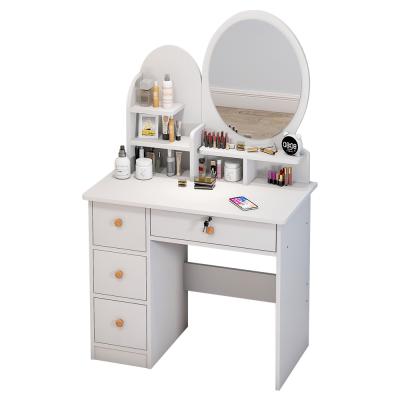 China Multifunctional Bedroom Furniture MDF Drawer Dresser With Modern Mirror Dressing Table LED Light Dresser for sale