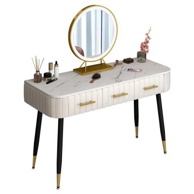 China Multifuntion Bedroom Furniture Luxury Modern Metal Legs Wooden Dresser With New Design LED Light Mirror Dressing Table for sale