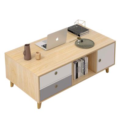 China Nordic Modern Design Multifunctional Wooden Square Luxury Side MDF Furniture Living Room Storage Coffee Table for sale