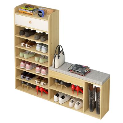 China Wholesale Multifunctional Modern Living Room Furniture MDF For Sale Wood Shoe Rack With Shoe Stool Storage Organizer Shoe Cabinet for sale