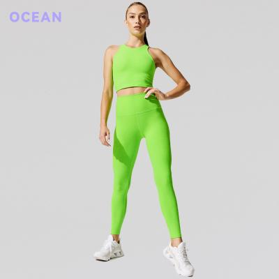 China Breathable Yoga Sets For Women 2 Piece 2021 Popular Yoga Sets High Waist Yoga Legging And Bra Set Sports Wear for sale