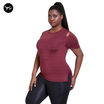 China Breathable Plus Size Workout Shirts For Women Sheath Short Quick Dry Shirt For Gym Yoga Sports Exercise for sale