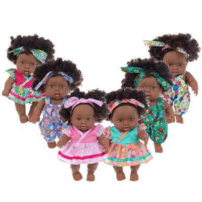 China Black African Soft Dolls Realistic Explosion Head Wear A Headscarf Baby Cute Curly Toys for sale