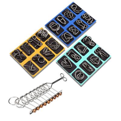 China Nine series eco-friendly material chain untie to untie to untie intelligence wholesale loop 8 pieces of burning metal puzzle ABC Brain Toys for sale