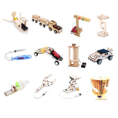 China Factory Price Wooden Rod Plane Science Experiment Engineering Toys Wooden Diy Assembled Car for sale