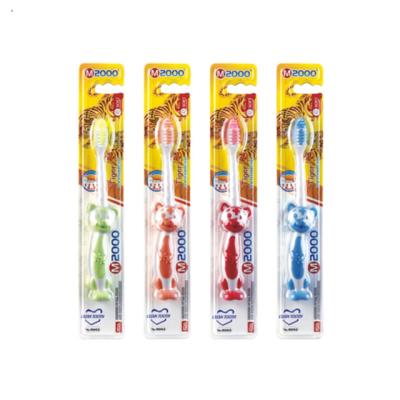 China Disposable Cute Design Kids Tiger Shape Milk Teeth Brushing Toothbrush for sale