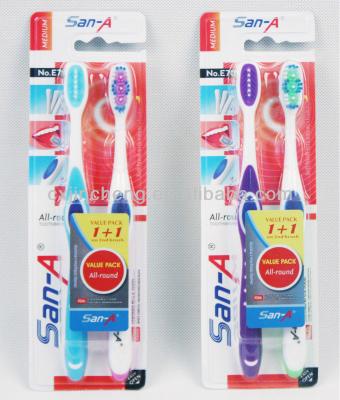 China Double San-A E-705-2 Pcs Disposable Pack Toothbrush for sale