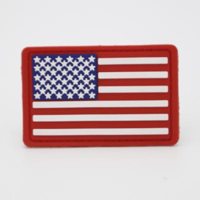 China Sustainable Fashion Color Morale USA American Flag Tactical Soft PVC Rubber Custom Patch for sale