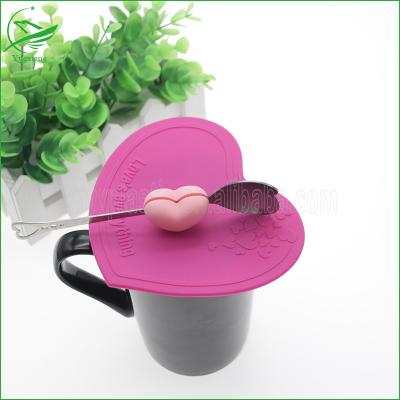 China Viable factory has customized three-dimensional cartoon doll cup lid for many years. The pure color silicone cup heart-shaped lid is us for sale