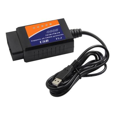 China Works With All OBD-II Compliant Vehicles Wholesale USB Elm327 V1.5 Obd2 Scanner With 25K80 Chip And CH340T Drive IC for sale