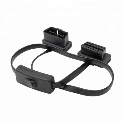 China Economical High Quality 16pin Extension Cable Obd Car Flat Thin Cable With Switch for sale