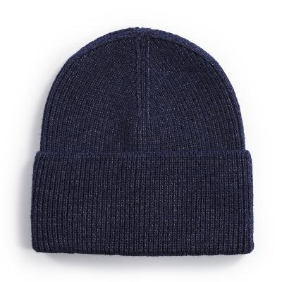 China COMMON Wholesale Unisex Winter Warm Wool Knitted Beanie Hat Plain Slouchie Beanies Hat Soft Pure Color Women Men for sale