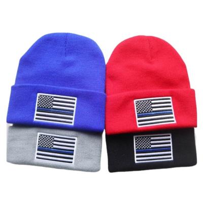 China JOINT Popular American Flag Embroidery Knitting Fisherman Beanie Hat Beanies from America and Europe for sale