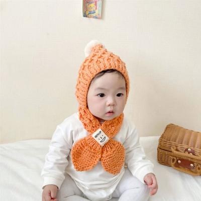 China Winter Baby Hat and Scarf COMMON Joint with Crochet Knitted Hats for Boys Girls Children Cartoon Infant Neck Warmer for sale