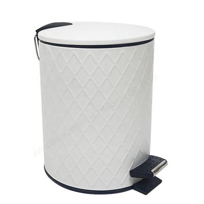 China Slim Minimalist 3L Embossing Cover Diamond Slidable White Trash Can For Home for sale