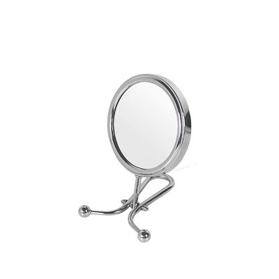 China Primary Color Magnifying Classic Double Sided Standing Magnifying Hand Mirror Beauty Makeup Mirror for sale