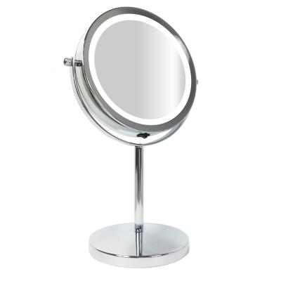 China Hot Selling Lighted Double Sided Standing Magnifying LED Bath Mirror Light Makeup Mirror for sale