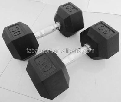 China Cast Iron+Rubber Coated Black Rubber Coated Hex Dumbbells DM-201 for sale