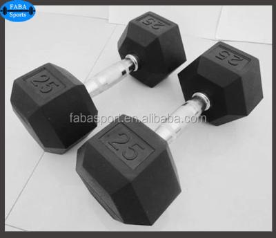 China Cast Iron+Rubber Coated Black Rubber Coated Hex Dumbbells for sale