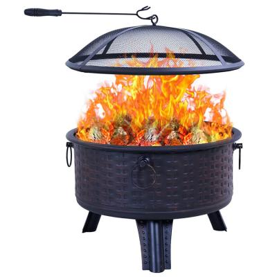 China Stored Backyard Fire Pit With Safe Spark Screen Cover Mesh Lid And Poker for sale