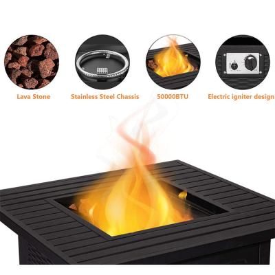 China 28 Inch 2022 Gas Burner Fire Pit Propane Gas Fire Pit Stocked Outdoor Square Table for sale