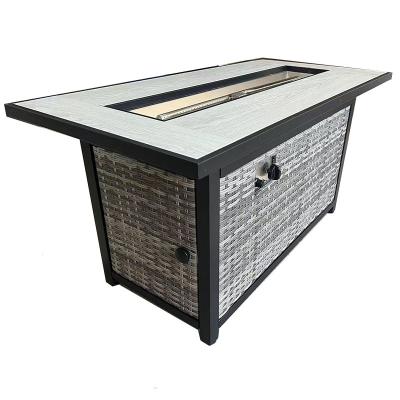 China Patio Furniture Set 50Inch Propane Square Pit Gas Stove Fire With Cover Electronic Ignition Stove for sale