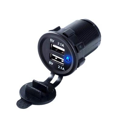 China 4.2A Dual USB 12V 24V Motorcycle Boat Power Socket Vehicle Refurbished Charger Adapter LED Waterproof Voltmeter for sale