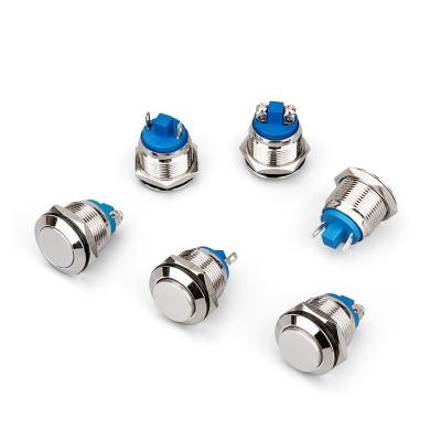 China Silver Alloy 19mm Self-Latching Push Button Switches / Waterproof Self-Compound Metal Push Button Switches for sale