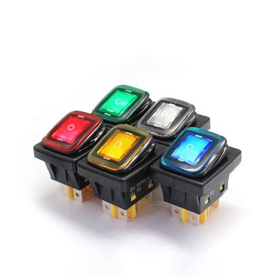 China Waterproof Electrical Equipment 22*30mm ON-OFF-ON 3 Positions 6 Pins Rocker Switch 30A/12V for sale