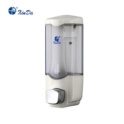 China Modern Xinda ZYQ 37 370ml Bathroom Sanitize Push Pump White Plastic Wall Mounted With Key-Locked Pad Shampoo Soap Dispenser for sale