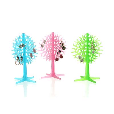 China Cheap Plastic Jewelry Tray Tree Shape Acrylic Jewelry Display Stand Earring Organizer for sale