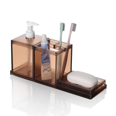 China Stocked bathroom accessories set, 4 piece bathroom set for soap dispenser, toothbrush holder and soap dish for sale