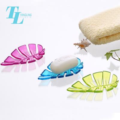 China Wholesale Plastic Lovely Design Bathroom Home Leaf Shape Acrylic Soap Dish for sale