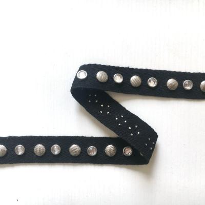 China Other hotsale cotton band with white nickel rhinestone rivet high quality for sale