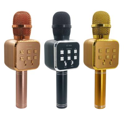 China Professional Handheld Microphone Sound Canceling LY889 USB Recording Mobile Phone KTV Karaoke Microphone Wireless Speaker With LED Lights for sale