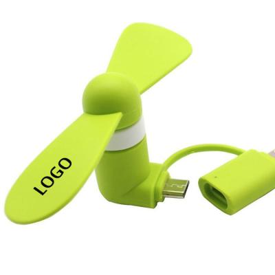 China High Quality High Efficiency Portable Micro USB Fan 2 in 1 Cooling Custom Logo Small Mini Mobile Cell Phone Branded Fan for Android iPhone for sale