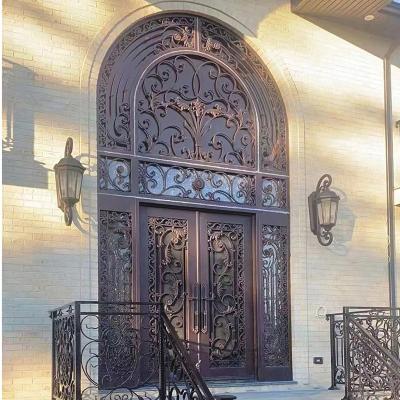 China Anti Theft Most Popular Arch Doors Wrought Iron Steel Sliding Villa Doors In 2023 Designs Modern for sale