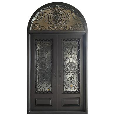 China Anti-Theft High Quality Wholesale New Design Wrought Iron Door Main Gate Ornaments with Arch Design for sale