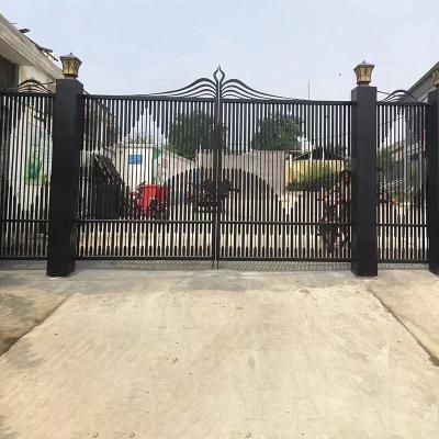 China Anti-Theft Best Selling Wrought Iron Double Entry Court Yard Fence Panel and Gate for Villa for sale